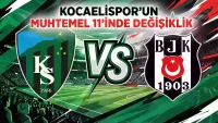 Kocaelispor'un Beşiktaş karşısındaki muhtemel 11'inde değişiklik
