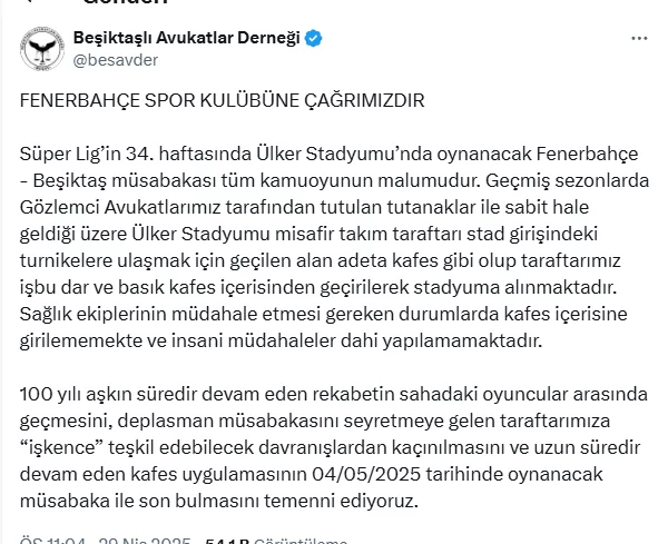 Beşiktaşlı Avukatlar Derneği'nin talebi dikkate alnınmadı